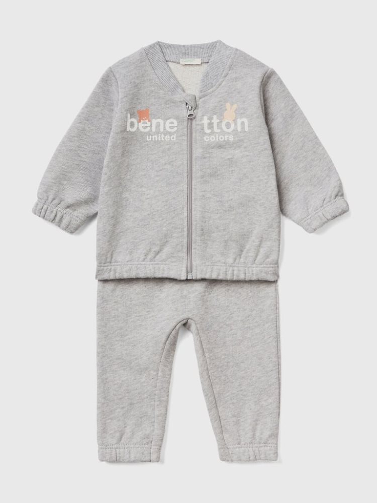 Light Grey Kids\' Benetton Sweat Sports Dungarees | AU309121