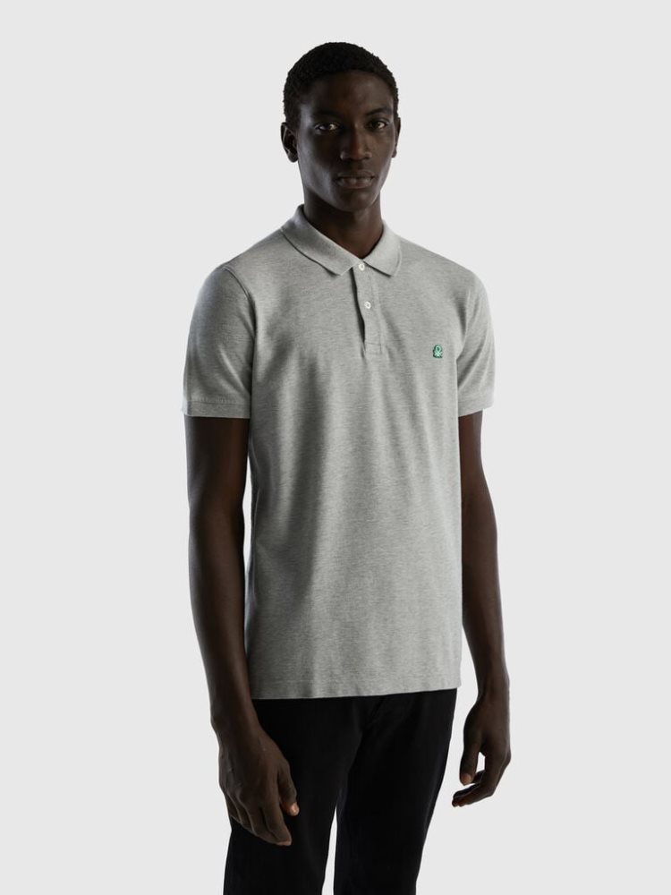 Light Grey Men\'s Benetton Regular Fit Short Sleeve Polos | AU622293