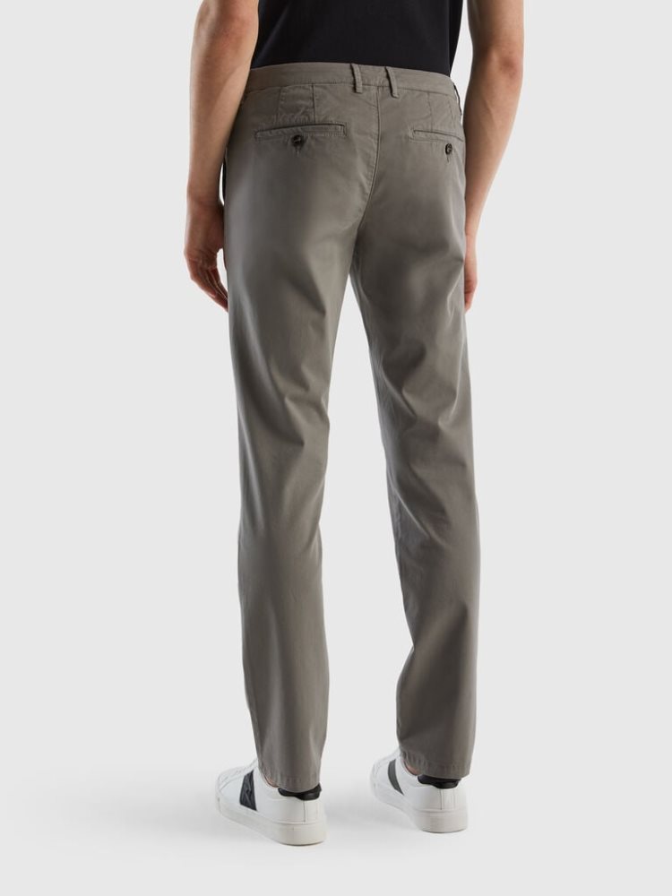 Light Grey Men's Benetton Slim Fit Chino Chinos | AU565439