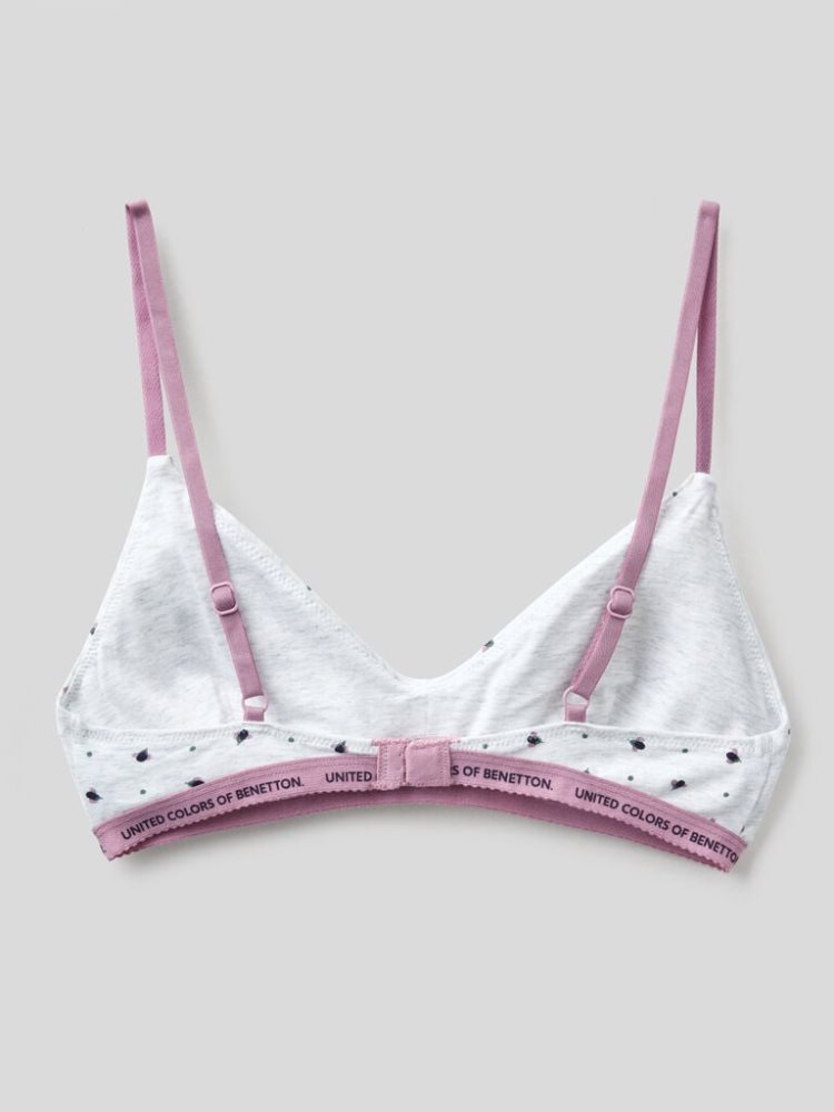 Light Grey Women's Benetton Patterned Triangle Bras | AU262622