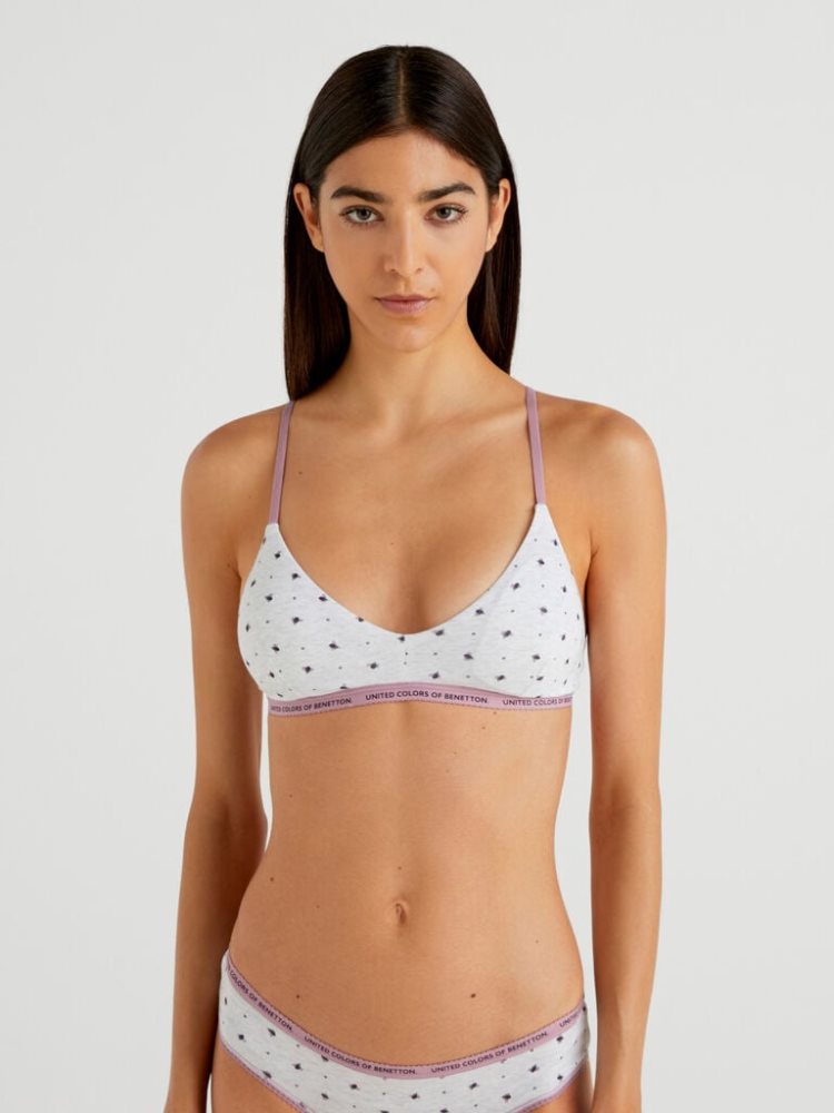 Light Grey Women\'s Benetton Patterned Triangle Bras | AU262622