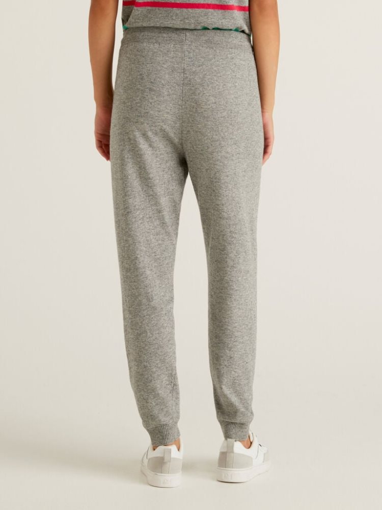 Light Grey Women's Benetton Sporty Cashmere Blend Trousers | AU419046