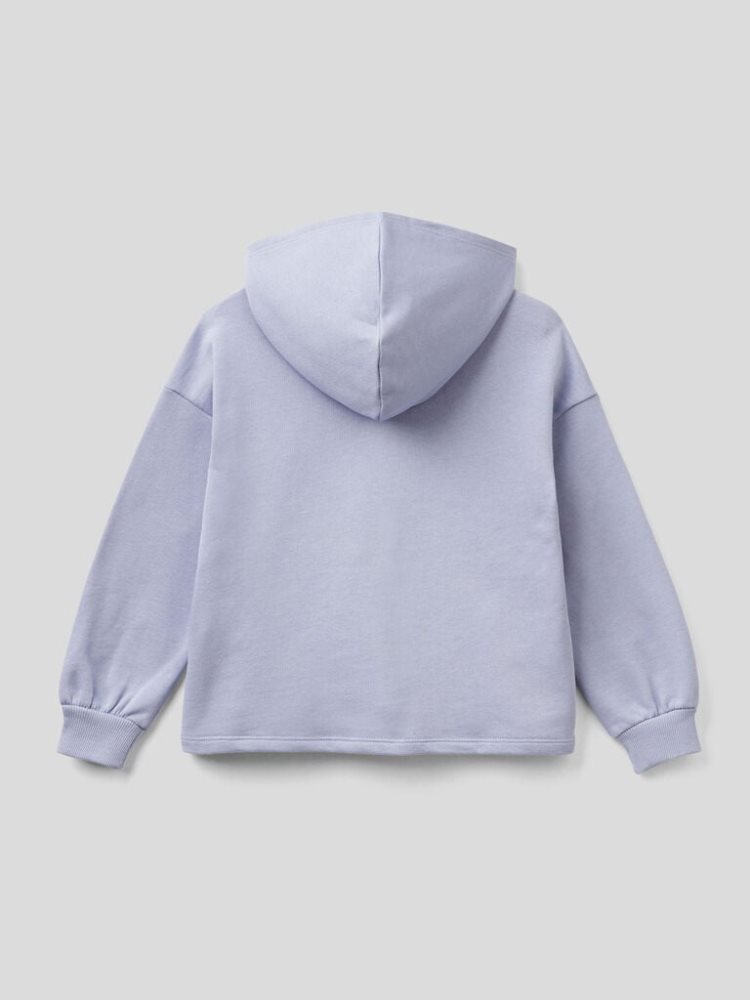 Lilac Kids' Benetton 100% Cotton Boxy Hoodie | AU762322