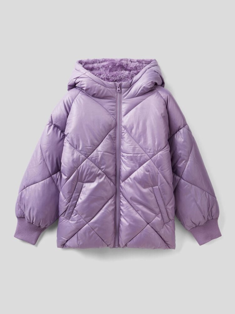 Lilac Kids\' Benetton Jacket Lined Fur Padded Jackets | AU181677