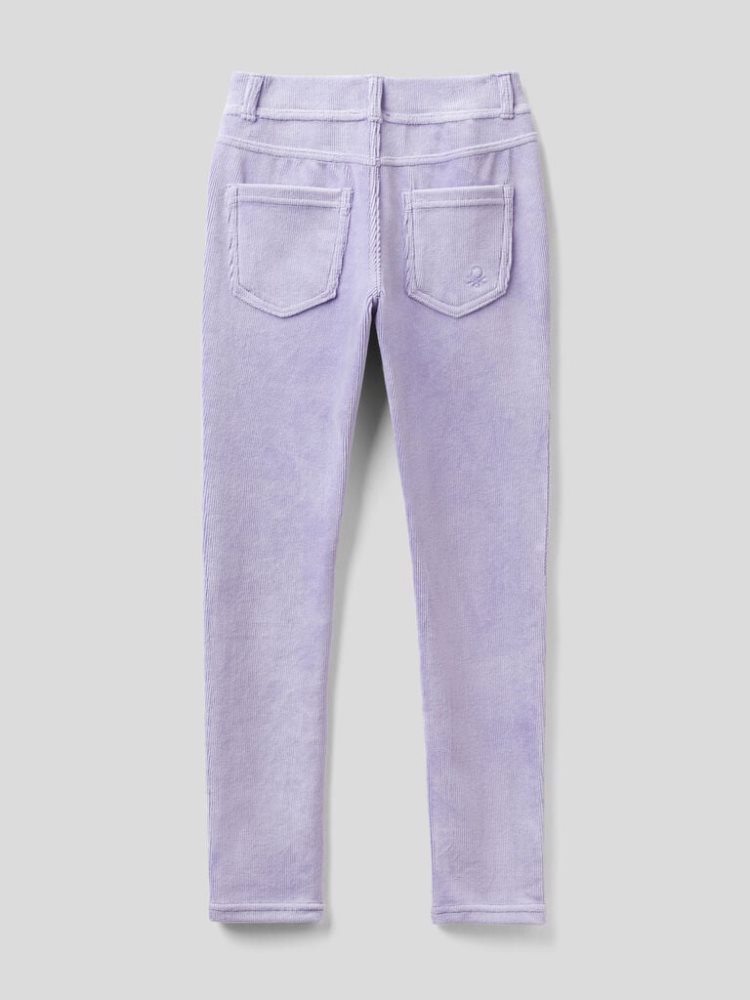 Lilac Kids' Benetton Super Skinny Chenille Trousers | AU793297