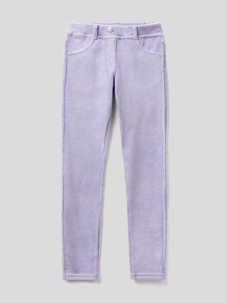 Lilac Kids\' Benetton Super Skinny Chenille Trousers | AU793297