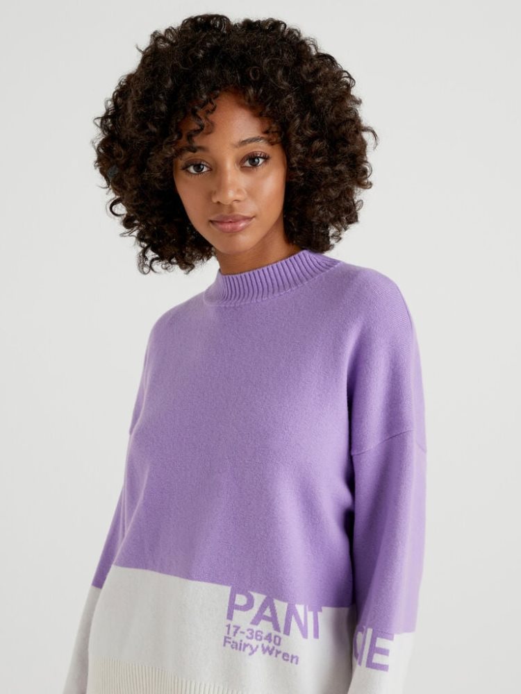 Lilac Women's Benetton Benettonxpantone™ Turtleneck High Neck Sweaters | AU442486