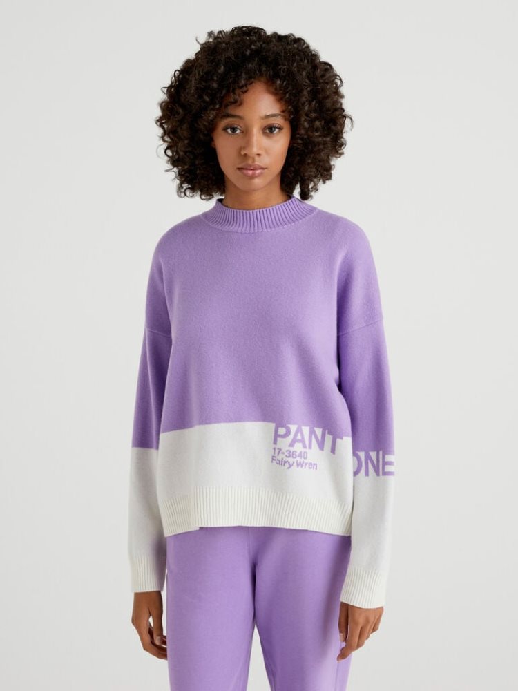 Lilac Women\'s Benetton Benettonxpantone™ Turtleneck High Neck Sweaters | AU442486