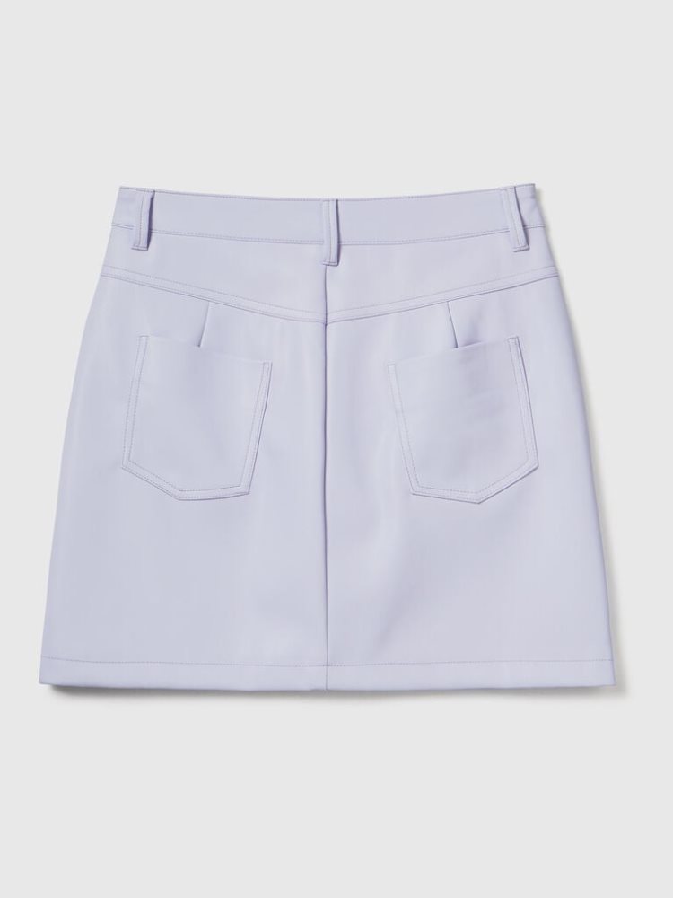 Lilac Women's Benetton Imitation Leather Mini Skirts | AU345954