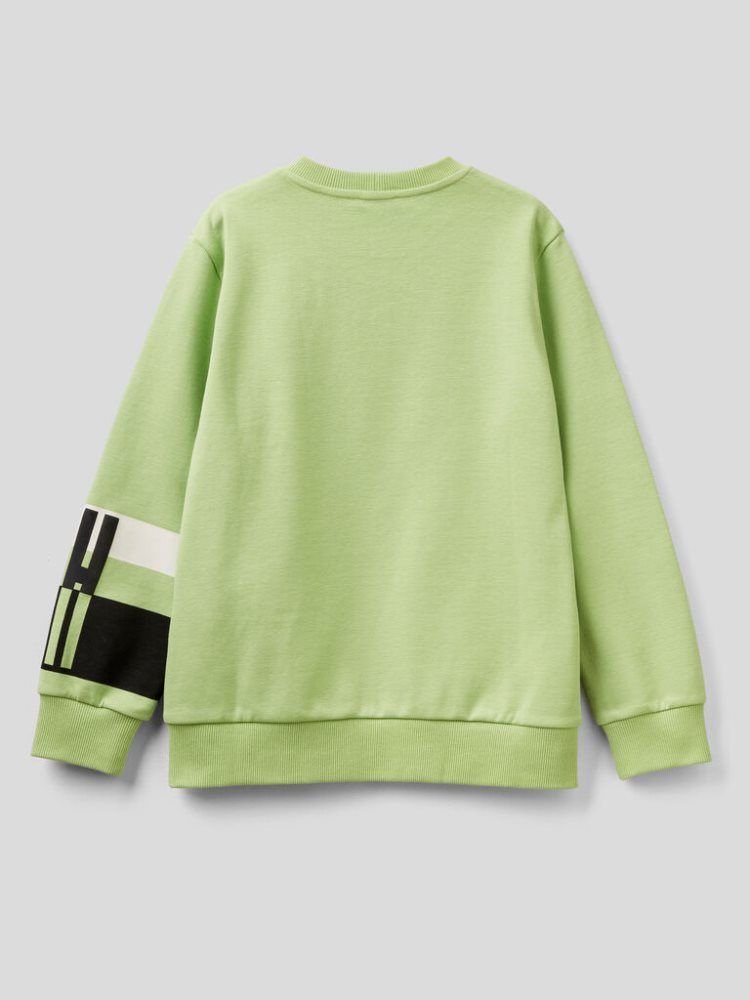 Lime Kids' Benetton Embossed Print Sweatshirt | AU990706