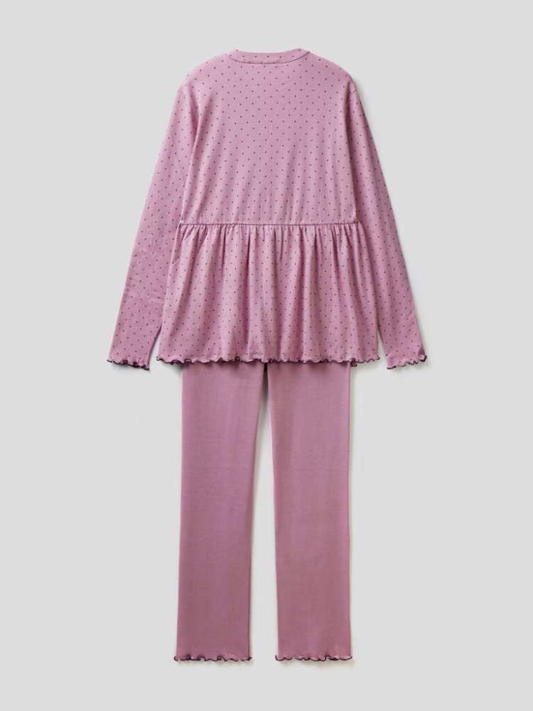 Mauve Women's Benetton Jacket And Trouser Pyjamas Matching Sets | AU954764