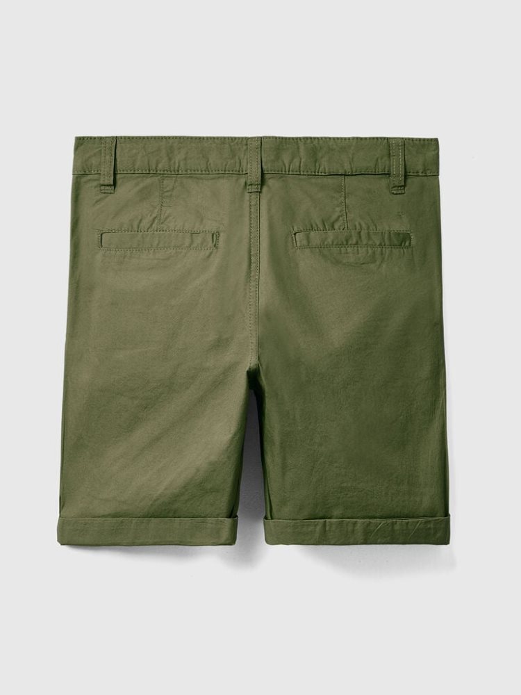 Military Green Kids' Benetton Pure Cotton Bermudas | AU219057