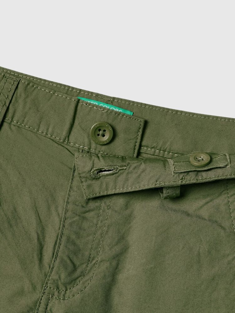 Military Green Kids' Benetton Pure Cotton Bermudas | AU219057