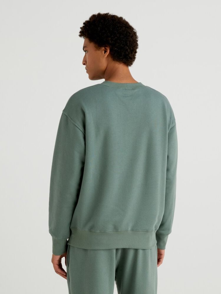 Military Green Men's Benetton Warm Long Sleeve Hoodie | AU496334