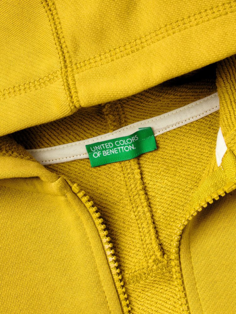 Mustard Kids' Benetton Zip Organic Cotton Hoodie | AU048138