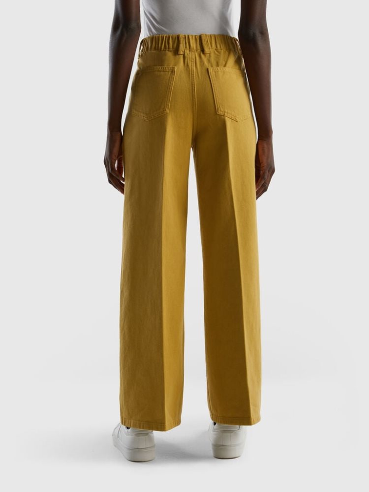 Mustard Women's Benetton High-waisted Wide Leg Trousers | AU125867