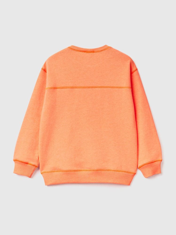 Neon Orange Kids' Benetton Pullover Recycled Fabric Sweatshirt | AU889863