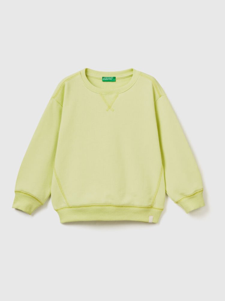 Neon Yellow Kids\' Benetton Crew Neck Recycled Fabric Sweatshirt | AU885355