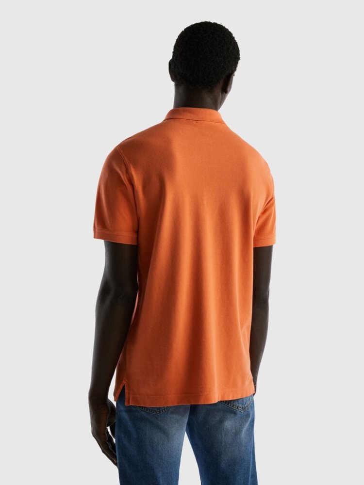 Orange Men's Benetton Brick Regular Fit Short Sleeve Polos | AU339495