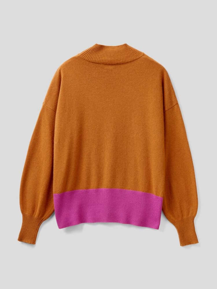 Orange Women's Benetton Cashmere Blend Turtleneck High Neck Sweaters | AU718729