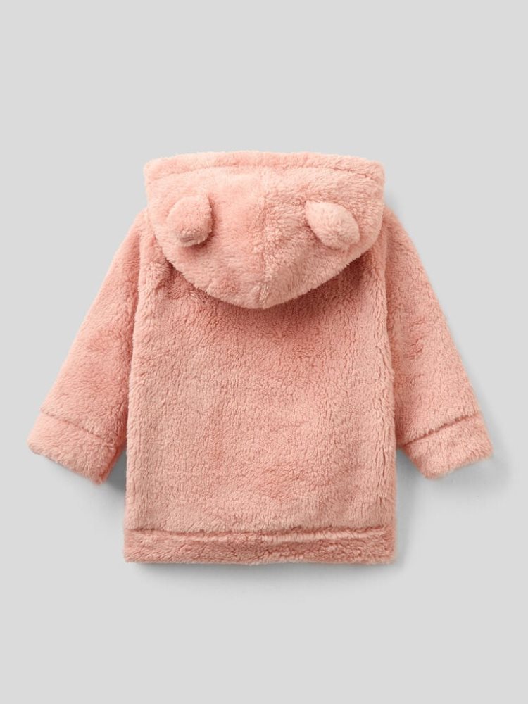 Pastel Pink Kids' Benetton Long Sleeve Fleece Hoodie | AU233662