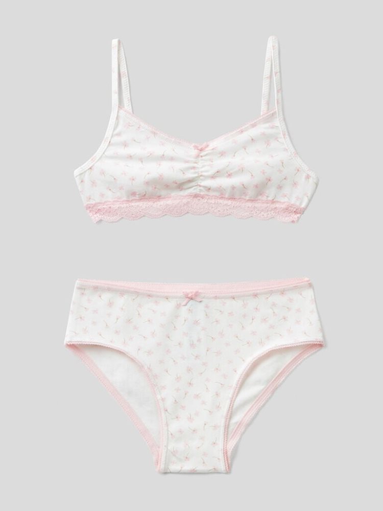 Pastel Pink Kids\' Benetton Stretch Cotton Bra Matching Sets | AU725459