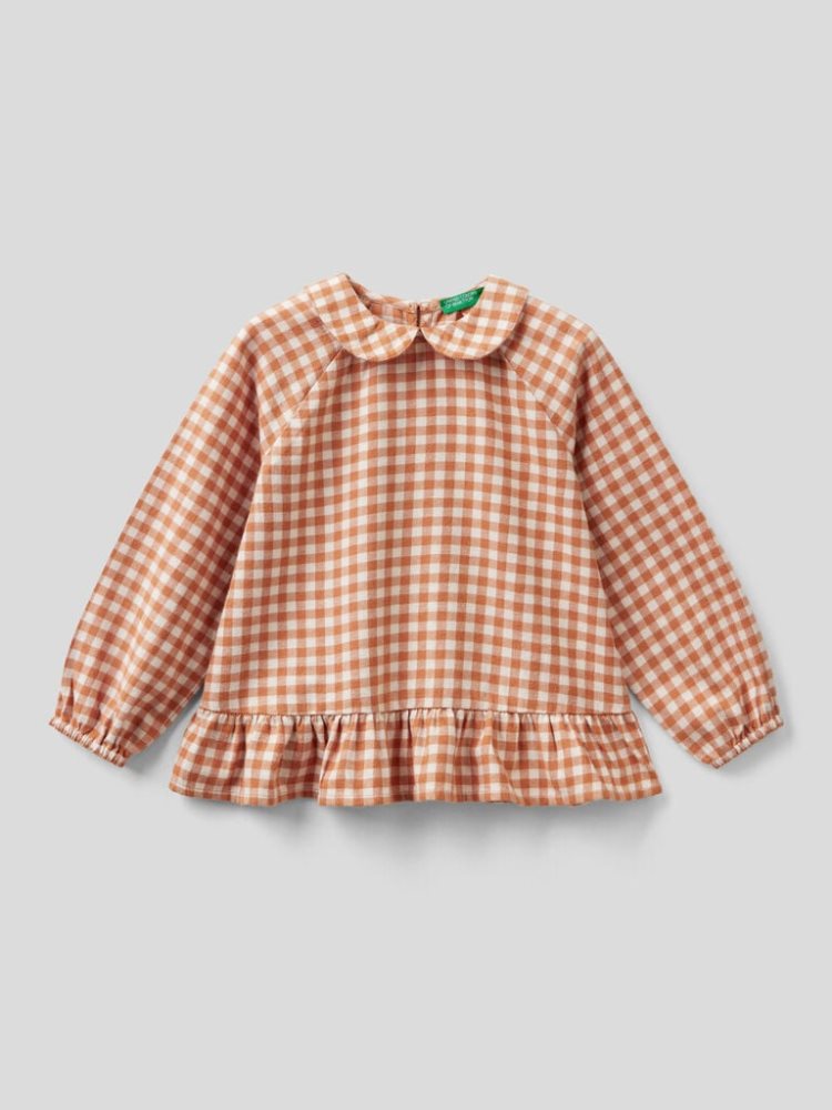 Pastel Pink Kids\' Benetton Vichy Flannel Shirts | AU901199