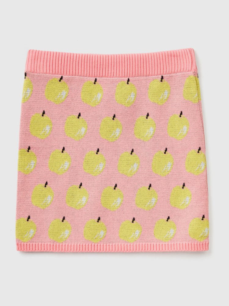 Pink Kids\' Benetton Apple Pattern Mini Skirts | AU045030