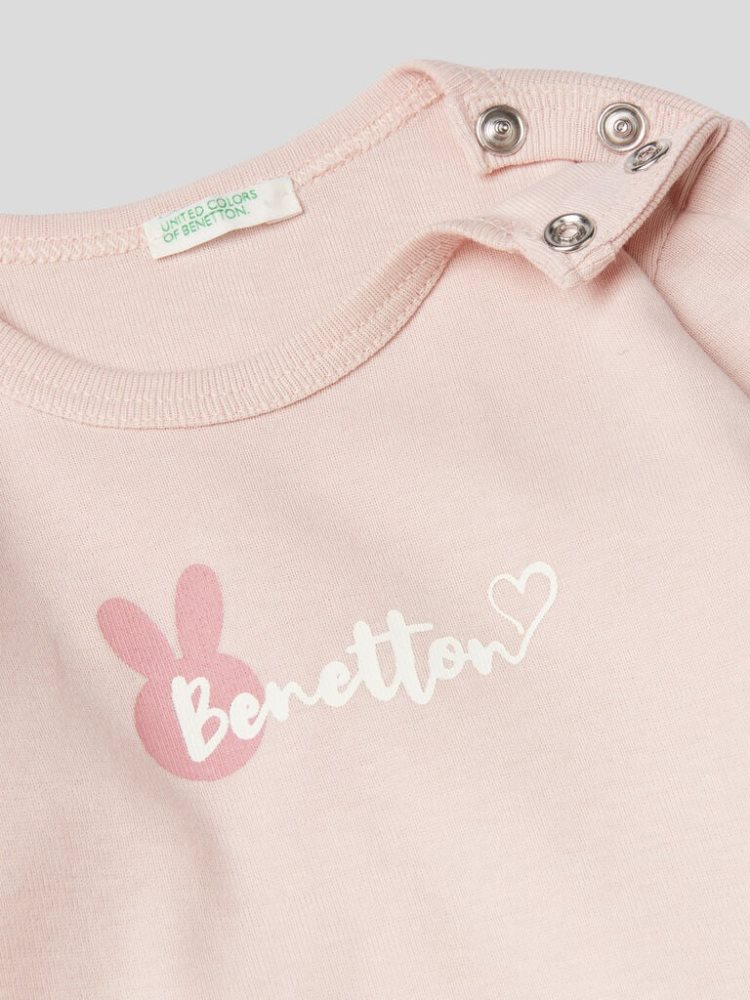 Pink Kids' Benetton Long Sleeve 100% Organic Cotton T Shirts | AU665623