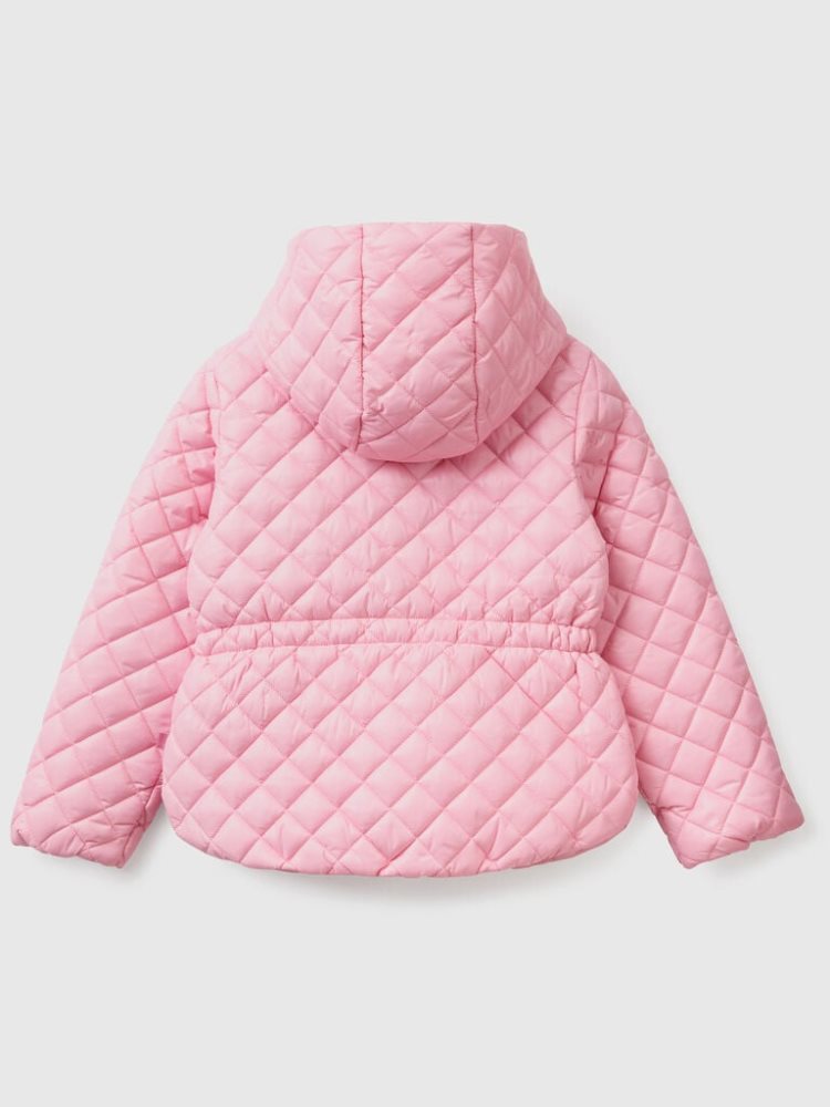 Pink Kids' Benetton Quilted Hood Light Jackets | AU943465