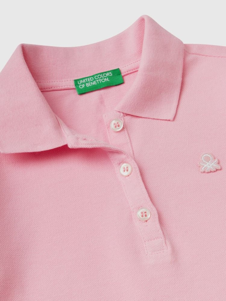 Pink Kids' Benetton Regular Fit Organic Cotton Polo Shirts | AU926913