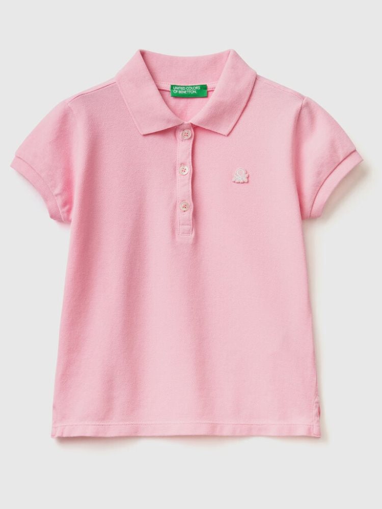 Pink Kids\' Benetton Regular Fit Organic Cotton Polo Shirts | AU926913