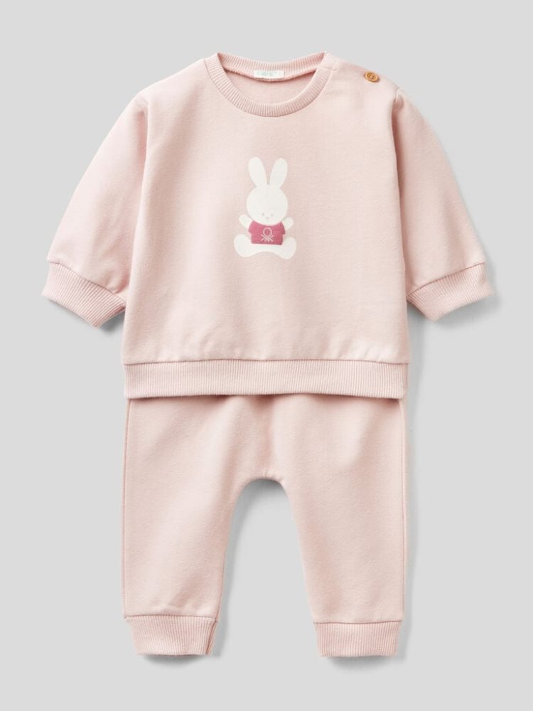 Pink Kids\' Benetton Set Stretch Sweat Outfit | AU731177