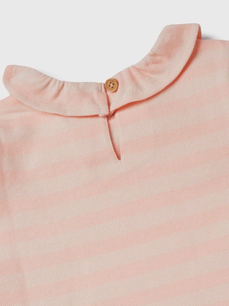 Pink Kids' Benetton Striped Collar T Shirts | AU788053