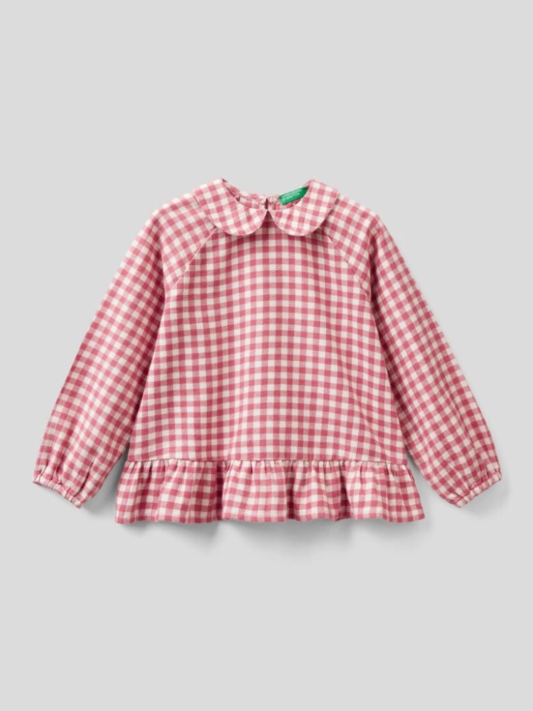 Pink Kids\' Benetton Vichy Flannel Shirts | AU355234