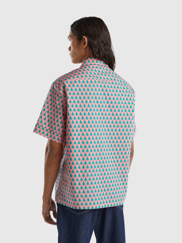 Pink Men's Benetton Pear Pattern Shirts | AU558715