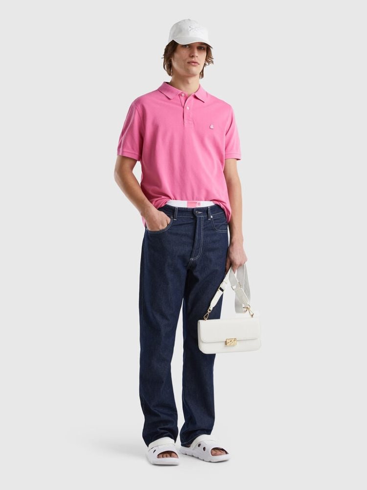 Pink Men's Benetton Regular Fit Short Sleeve Polos | AU516537