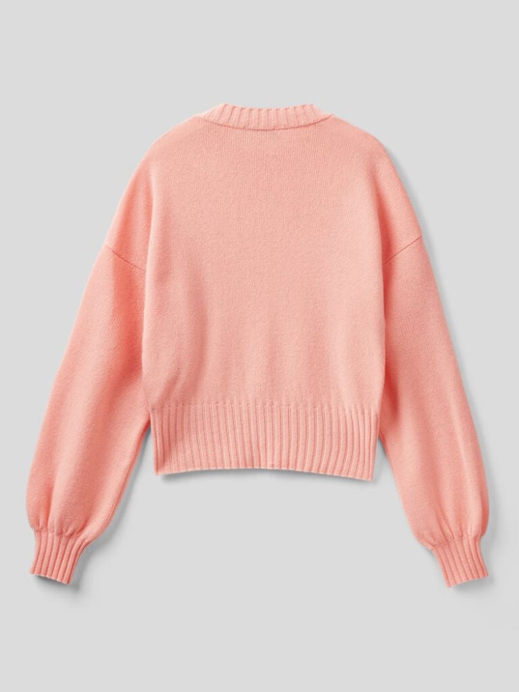 Pink Women's Benetton Crew Neck Wool Blend Sweaters | AU925776