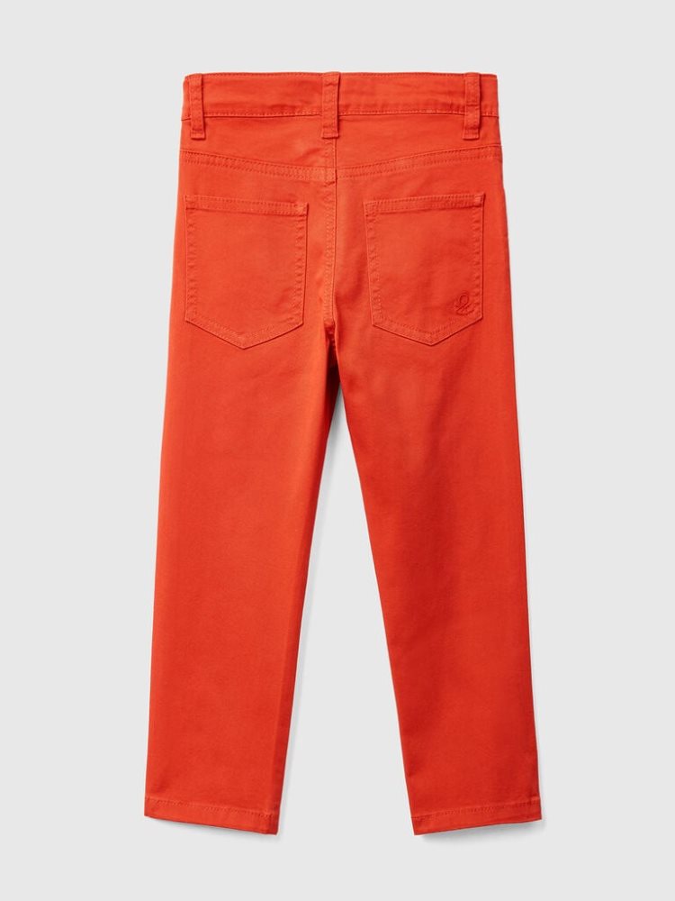 Red Kids' Benetton Five-pocket Slim Fit Trousers | AU568216