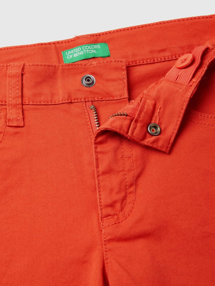 Red Kids' Benetton Five-pocket Slim Fit Trousers | AU568216