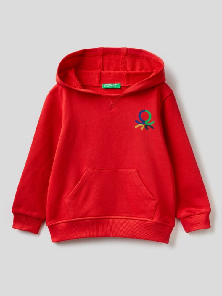 Red Kids\' Benetton Kangaroo Pocket Hoodie | AU858673