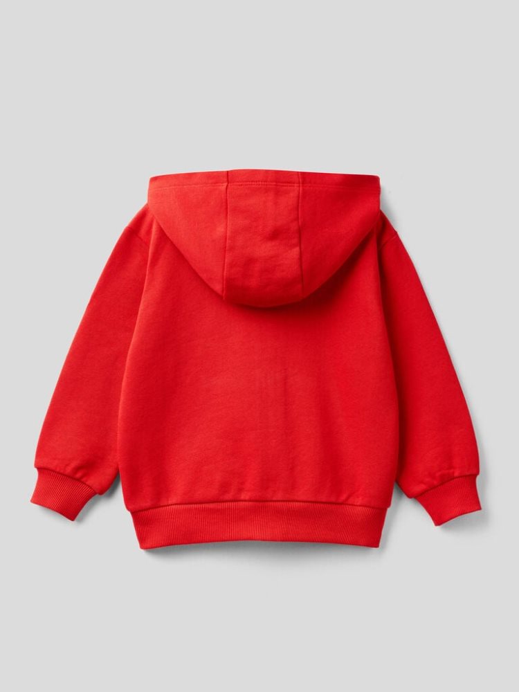 Red Kids' Benetton Organic Cotton Hood Hoodie | AU936833