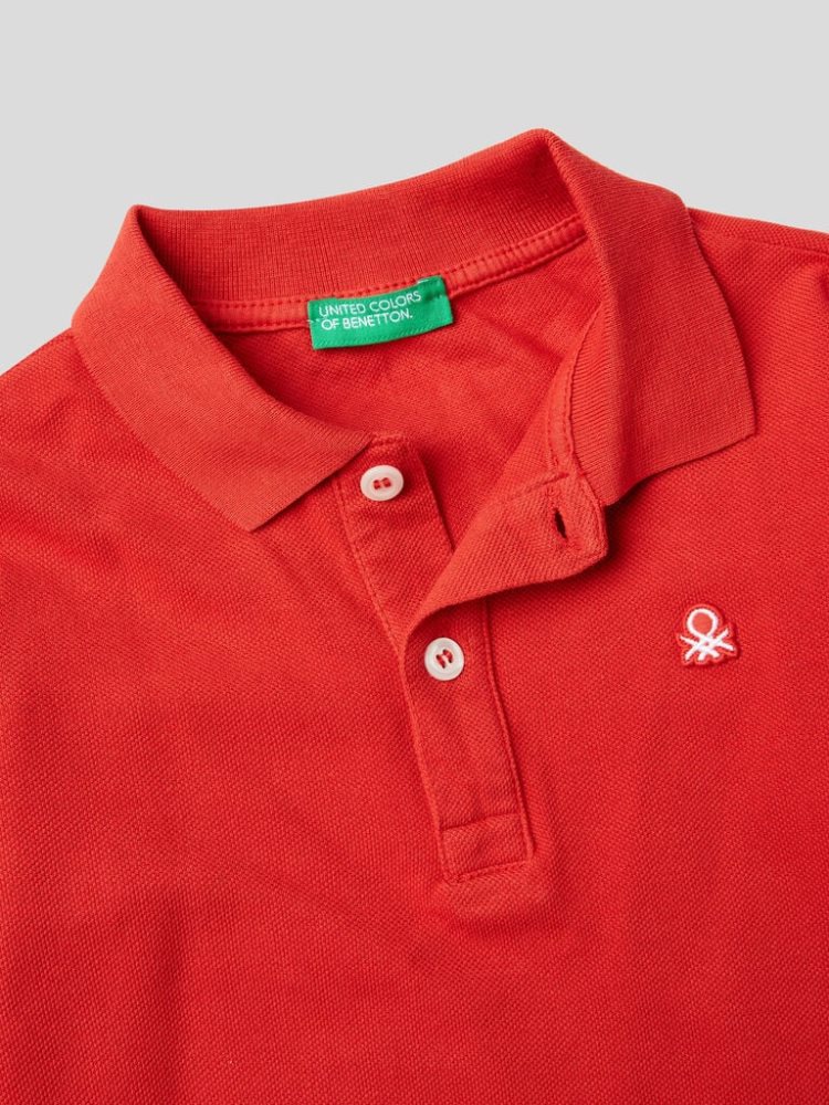 Red Kids' Benetton Organic Cotton Long Sleeve Polo Shirts | AU323342