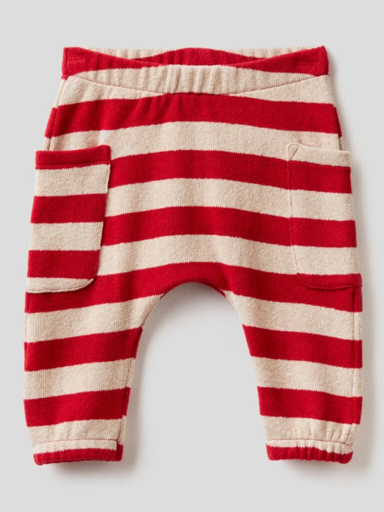 Red Kids\' Benetton Striped Recycled Cotton Blend Trousers | AU753827