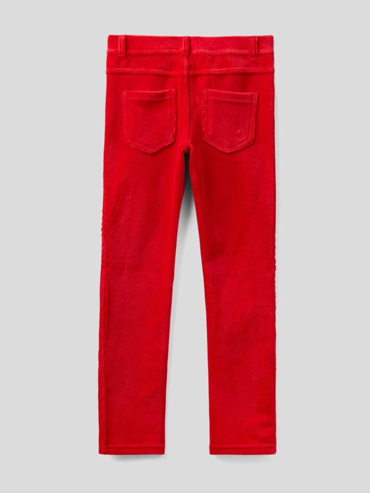 Red Kids' Benetton Super Skinny Chenille Trousers | AU260955