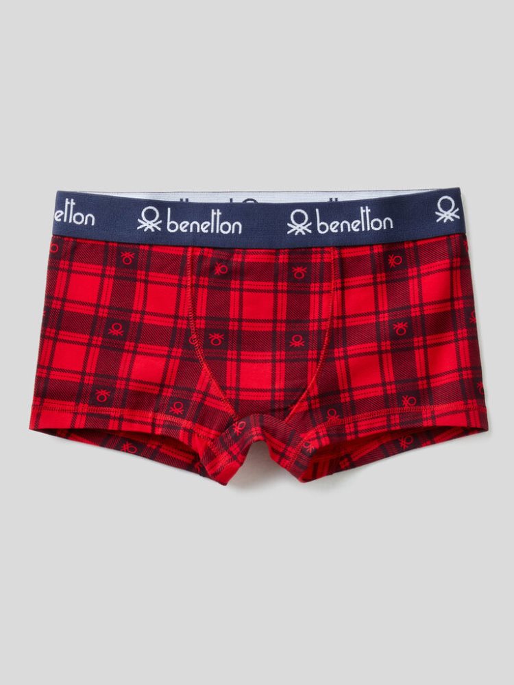 Red Kids\' Benetton Tartan Boxers | AU952447