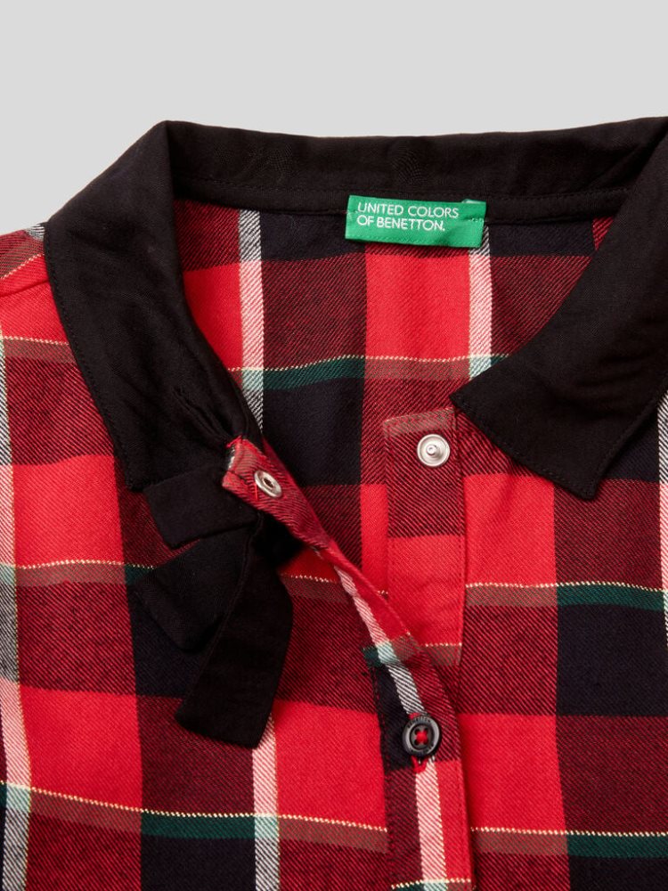 Red Kids' Benetton Tartan Shirt Dress Flannel Dress | AU442392