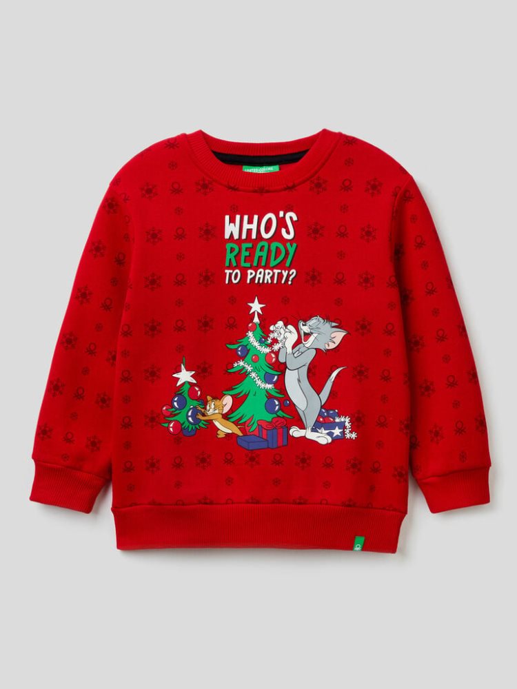 Red Kids\' Benetton Tom & Jerry Christmas Sweatshirt | AU493828