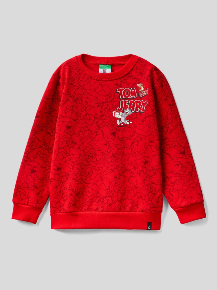 Red Kids\' Benetton Tom & Jerry Christmas Sweatshirt | AU604251