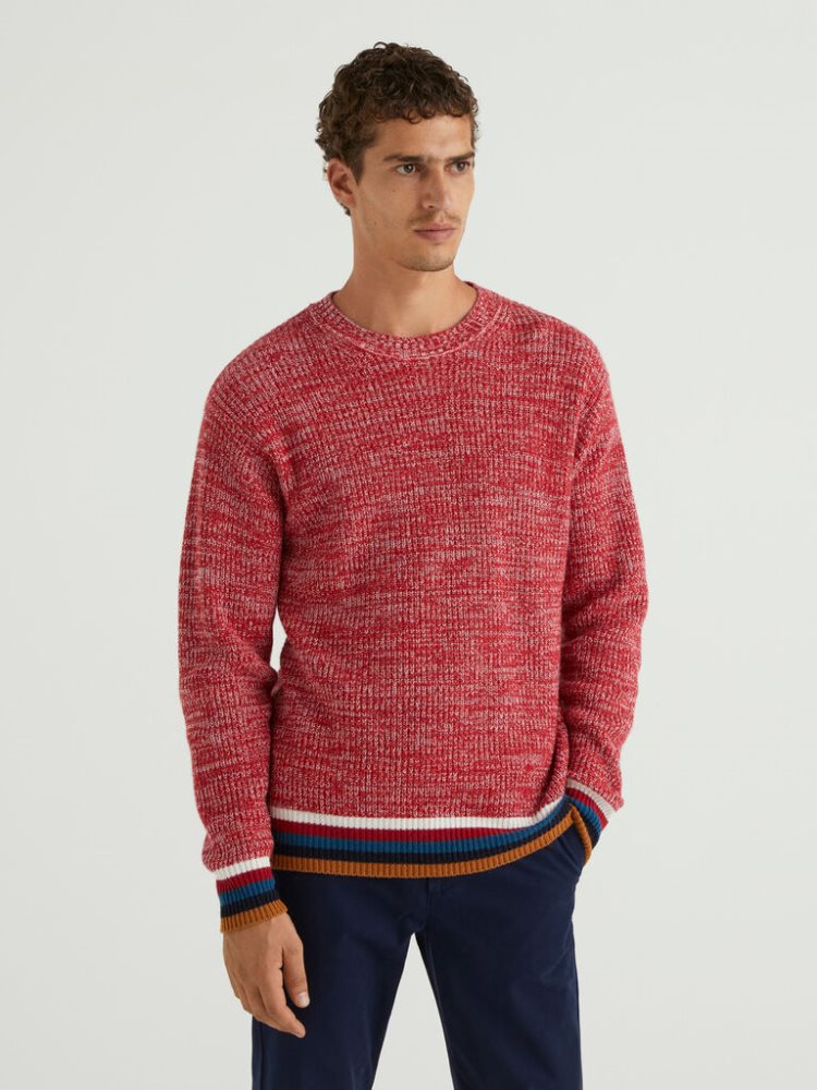 Red Men\'s Benetton Cashmere Blend Crew Neck Sweaters | AU632552